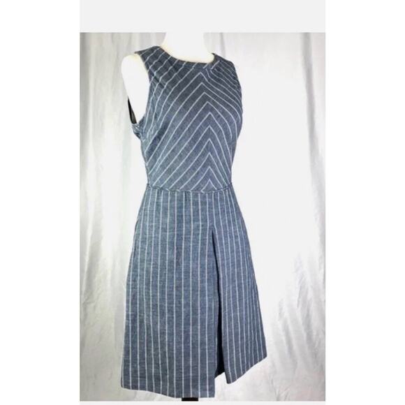 J.CREW J Crew ~ Size 4 CHAMBRAY STRIPE Sleeveless CROSS BACK Dress - Picture 2 of 8